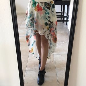 Floral high low skirt